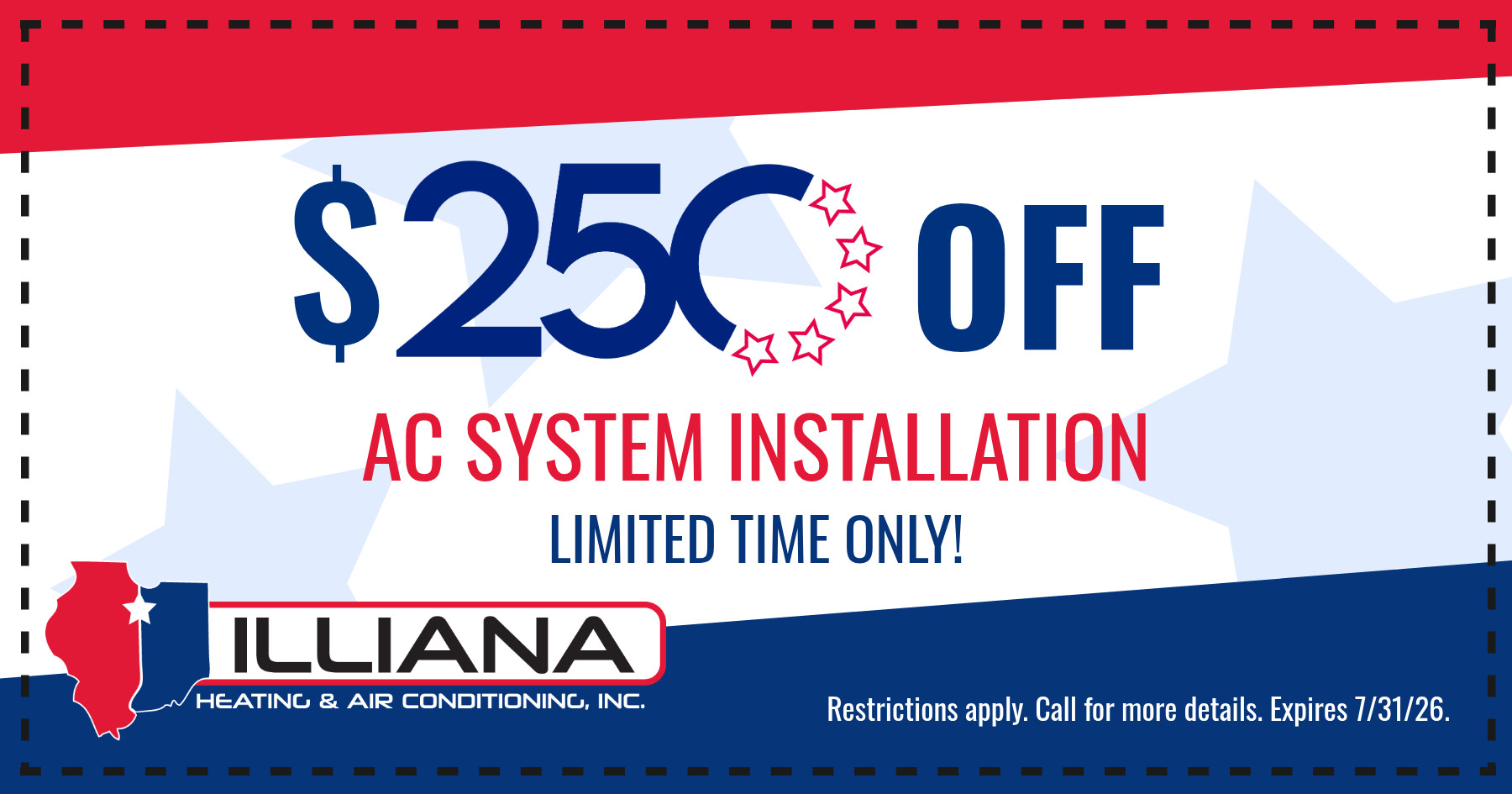 $250 off ac system installation.